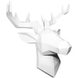 Hansmeier® Hirsch Wandskulptur | Weiß | 42 x 41 cm | Wanddeko Geweih Modern | Hirschkopf 3D Deko Schädel | Geschenk Weihnachten | Robustes Dickes Material