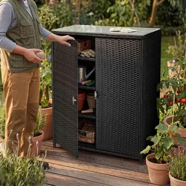 Tectake tectake® Aluminium Gartenschrank, wetterfest und UV-beständig, 3 herausnehmbare Einlegeböden, 84,5 x 40,5 x 103,5 cm
