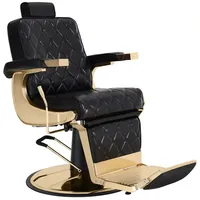 Barberpub Friseurstuhl mit Kopfstütze Kippbar, Friseureinrichtung 9671 (Gold-Schwarz)