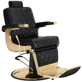 Barberpub Friseurstuhl mit Kopfstütze Kippbar, Friseureinrichtung 9671 (Gold-Schwarz)