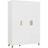 rauch Drehtürenschrank Kleiderschrank Schrank Garderobe Wäscheschrank SHINJO (in 3 verschiedenen Ausstattungen BASIC/CLASSIC/PREMIUM) Griffe und Füße aus Massivholz, viel Stauraum MADE IN GERMANY weiß 140 cm x 203 cm x 53 cm