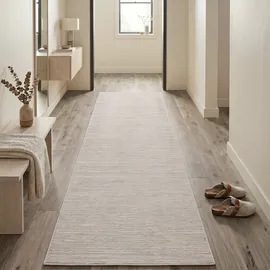Sehrazat Teppich SEHRAZAT "LIMA, auch als Läufer", beige (hellgrau beige), B:80cm H:10mm L:300cm, Polyester, Polypropylen, Teppiche, Teppich, Kurzflor, Linienstruktur, leichter Glanz, Wohnzimmer