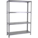 simonclick schraubenloses Metallregal 4 Böden. Farbe grau/grau 1500x1200x400 mm,