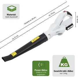 Trutzholm Akku-Laubbläser 20V inkl. 2 x 2,0 Ah + Ladegerät
