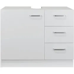 Waschbeckenunterschrank `Knut` polarweiß matt mit 3 Schubladen, Waschtischunterschrank 63x54x30cm