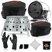 BBQ-Toro 11-teiliges Dutch Oven Set mit Dutch Oven Grill "DOKING", 9 qt Dutch Oven, und Zubehör