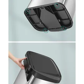 Songmics Mülleimer 50 l Silbern-Schwarz