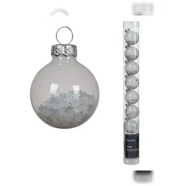Christmas Decorations Kaemingk Weihnachtskugeln Glas mit Sternen gefüllt 3cm kleine Christbaumkugeln Weihnachtsbaumkugeln Christbaumschmuck Weihnachtsbaumschmuck Weiß transparent