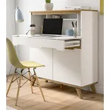 inn.furn Sekretär Hygge weiß und Eiche Schreibtisch skandinavisch 100 cm, - Weiß, Naturbelassen