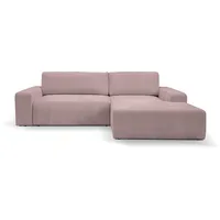 Ecksofa WERK2 "Hugo-L L-Form" Sofas Gr. B/H/T: 267cm x 85cm x 167cm, Cord, Recamiere rechts, Schlaffunktion und Bettkasten, rosa (rose) Design Ecksofa in Cord mit Schlaffunktion & Bettkasten