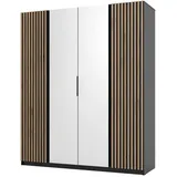 masseno Drehtürenschrank CAGLIARI 200 x 239 x 61,9 cm Schwarz