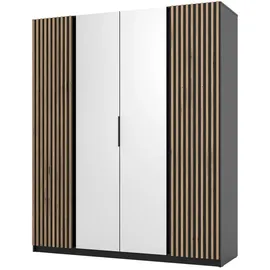 masseno Drehtürenschrank CAGLIARI 200 x 239 x 61,9 cm Schwarz