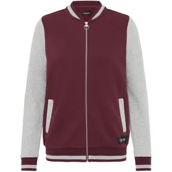 Sweatjacke OXMO "Trainingsjacke OXONANA SWEAT JACKET", Damen, Gr. M, rot (wine rot), Obermaterial: 80% Polyester PES. 20% Baumwolle CO., Sweatjacken Sweatjacke