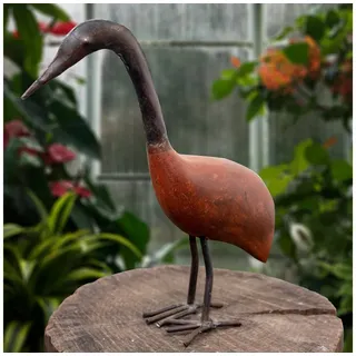 Antikas - Vogelfigur, S, Gartenfigur, Metallfigur, Kranich, Tierfiguren, 24 cm x 23 cm