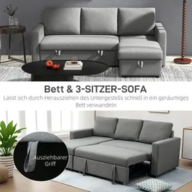Homcom Ecksofa mit Schlaffunktion Stauraum Eckcouch mit Chaiselongue L-Form