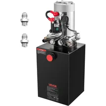 Vevor 12 Qt Hydraulikaggregat doppeltwirkende Kippanhängerpumpe, maximaler Öffnungsdruck 22 MPa und Fördermenge 3,4 L/min, 12 V DC Hydraulikpumpe mit Metallbehälter für Kippanhänger Schwarz