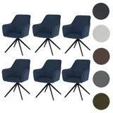 6er-Set Esszimmerstuhl HWC-L79, Küchenstuhl Lehnstuhl Stuhl Armlehnen, drehbar Auto-Position Stoff/Textil ~ blau