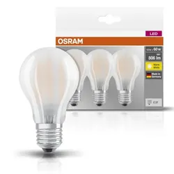 3er PACK Osram E27  BASE LED-Leuchtmittel warmweisses Licht mattierte Oberfläche 6,5W wie 60W