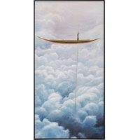 Kare Bild Cloud Boat Blau, Leinwand, Wanddekoration, Massivholz Rahmen,
