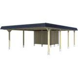 SKANHOLZ Skan Holz Doppelcarport Wendland Schiefergrau +Anbau 630x879 cm Alu-Dach Schwarz