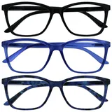 The Reading Glasses Company Die Lesebrille Unternehmen Schwarz Leuchtend Blauen Blau Schildpatt Leser 3er-Pack Groß Herren Federscharniere RRR51-133T +1,00