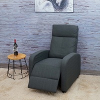 Fernsehsessel HWC-F76, Relaxsessel Sessel Liegesessel, Liegefunktion verstellbar Stoff/Textil hellgrau
