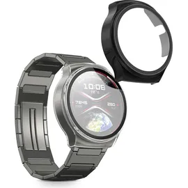 kwmobile 2x Cover kompatibel mit Huawei Watch 4 Pro Space Edition Hülle - Fullbody Fitnesstracker Case Set aus Glas - Transparent Schwarz