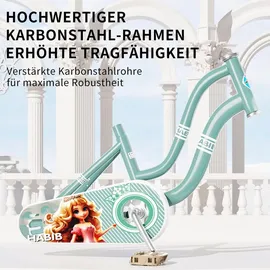 habib gruppe Mädchenfahrrad Klassik | Inkl. Luftpumpe | 6-teiligem Schutz-Set | Kohlenstoffstahlrahmen & Duales Bremssystem | Mitwachsend & sicher... | Türkis