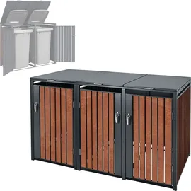 ML-Design Mülltonnenbox 3er 200 x 80 x 116,3 cm anthrazit-rostoptik