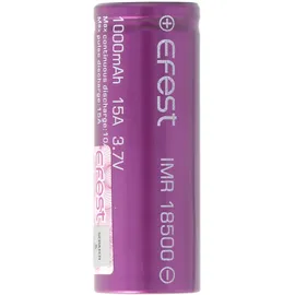 EFEST Purple IMR18500 1000mAh 3,7V Pluspol flach, ungeschützt, Abmessungen 49,8x18,3mm