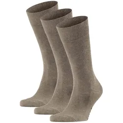 FALKE Herren Socken - 3er Pack Family SO, Allrounder Strümpfe, Uni, Baumwollmischung Nuss Melange 47-50