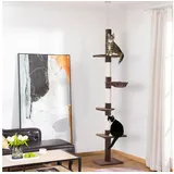 BlingBin Kratzbaum Deckenhoch Höhenverstellbar Katzenkletter-Aktivitätszentrum, Stabiler Katzenbaum mit Sisalsäulen, Katzen Kletterbaum, Braun braun