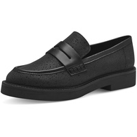 Marco Tozzi Damen Loafer ohne Absatz aus Kunstleder Klassisch, Schwarz Glitter), 39