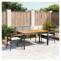 Rattan Gartenmöbel Essgruppe für 4 Personen, Sitzgruppe für Balkon, Garten und Terrasse