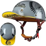 Motorrad Halbschalen Halbhelm Halbschalenhelm Baseballmütze-Helm Baseball Cap Motorradhelm Mit ECE-Zulassung Cruiser Chopper Scooter Helm Für Bike Cruiser Chopper Moped Scooter,J-L =(59〜60CM)