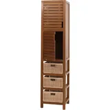 MCW Teak-Hochschrank MCW-M84, Badschrank Highboard, hochwertiges B-Grade-Teak (Kernholz, 20-30 Jahre) 120x40x40cm