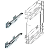 Unterschrankauszug 2 Etage Küchenauszug Schrankauszug mit Softclose für Schränke: 150 mm – Links - Silber