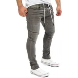 Yazubi Slim-fit-Jeans Herren Sweathose in Jeansoptik Erik Schmale Jeans, mit Stretch-Anteil grau 29