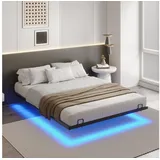 MSMASK Metallbett Schwebebett Bettgestell mit LED-Beleuchtung (Ohne Matratze), 140x200cm schwarz 140 cm x 200 cm x 20 cm