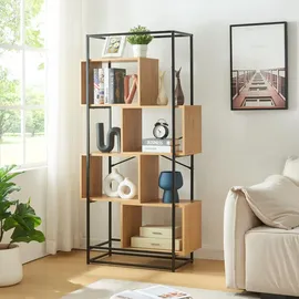 [en.casa] Bücherregal Rennebu 80 x 33 x 160 cm Schwarz/Eiche