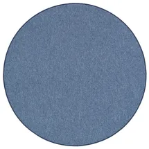Snapstyle Feinschlingen Velour Teppich Strong Dunkelblau, 100cm Rund,