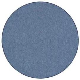 Snapstyle Feinschlingen Velour Teppich Strong Dunkelblau, 100cm Rund,