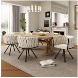 Flieks Esszimmerstuhl (360° drehbar, Set, 6 St), 6er Set Polsterstühle Drehstuhl Wohnzimmerstuhl Samt, Stahlbeine beige 61 cm x 71 cm x 51 cm