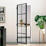 vidaXL Innentür Schwarz 76x201,5 cm Hartglas & Aluminium Schlank