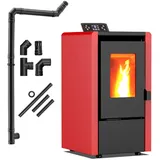THUNDER® | LEYLA RED | Pelletofen | 6,3 kW | Anschlussrohrsatz Ø 80 mm | rot