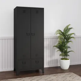 [en.casa] Kleiderschrank Hankasalmi 90 x 180 x 40 cm Schwarz