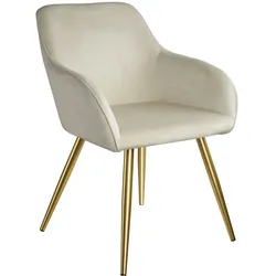 TECTAKE Esszimmerstuhl Marilyn Samtoptik, goldene Stuhlbeine  pro Stückcreme/gold