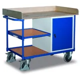 Werkstattwagen mit Stahlschrank, Arbeitsplatte mit Umrandung, mobile Werkbank