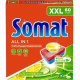 Somat All in 1 Zitrone und Limette, Spülmaschinen Tabs,Großpackung, 60 Tabs, kraftvolle Reinigung mit Geruchsneutralisierer Funktion