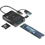 TECHLY Usb-a/usb-c auf NVMe/SATA M.2 Adapter mit Sd/tf-kartenleser Schwarz